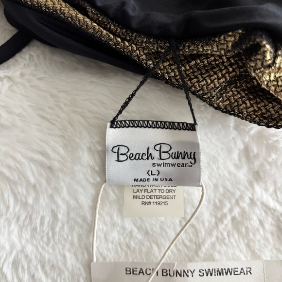 Beach Bunny Pirates Booty High Neck Halter Swim Top Size Large NEW Gold Black - Picture 9 of 12